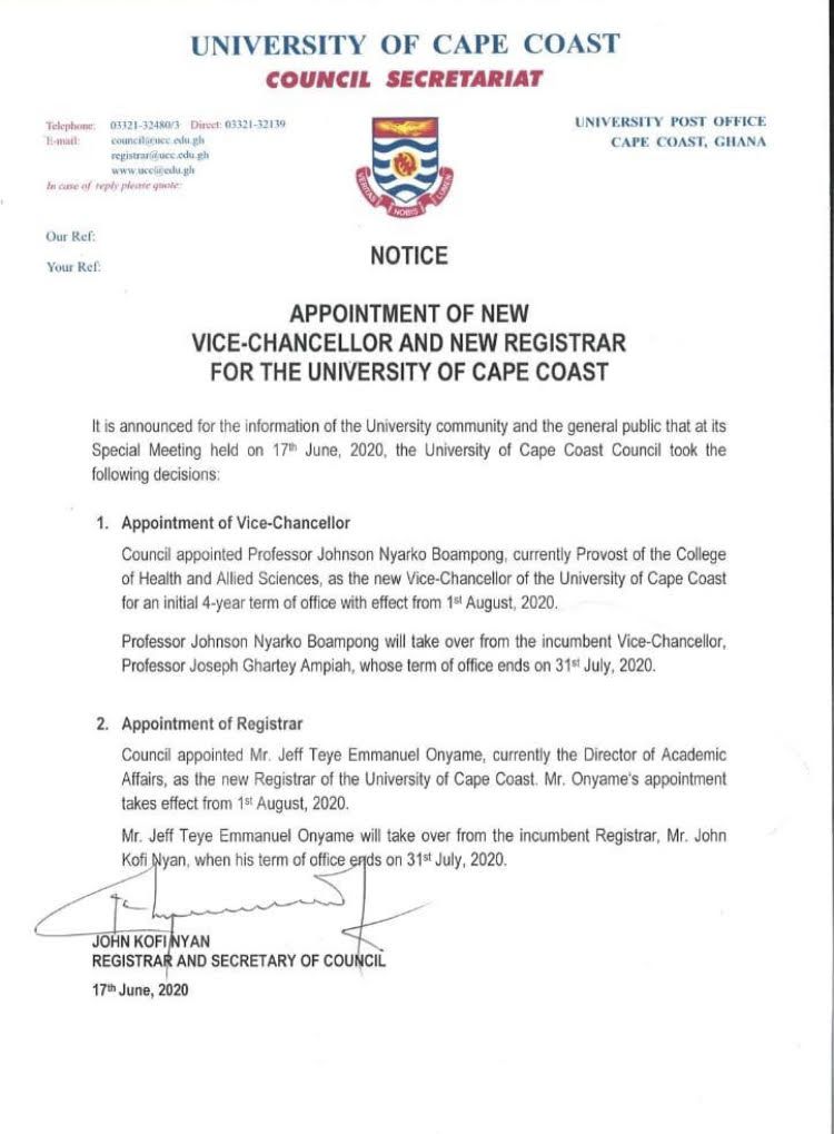 new vc university of cape coast